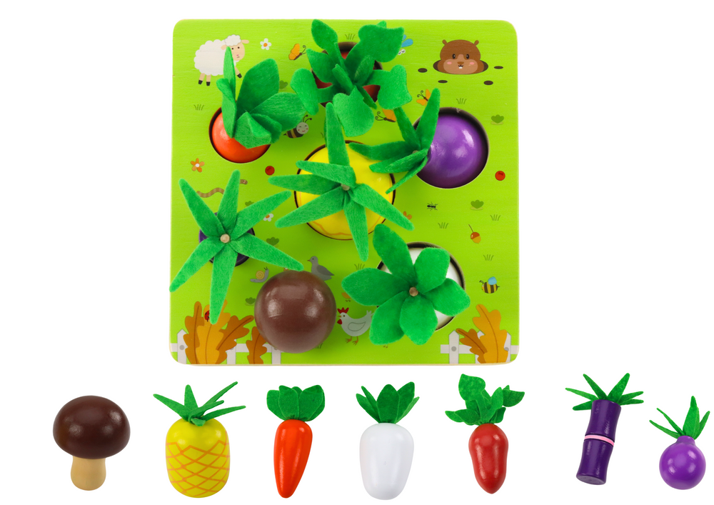Jogo da memória frutas e legumes em madeira