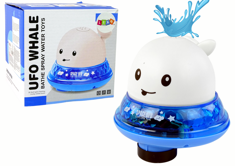 Brinquedo de banho baleia com suporte branco
