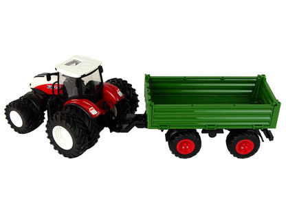 Trator RC com reboque 1:24 vermelho e verde