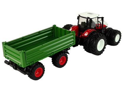 Trator RC com reboque 1:24 vermelho e verde