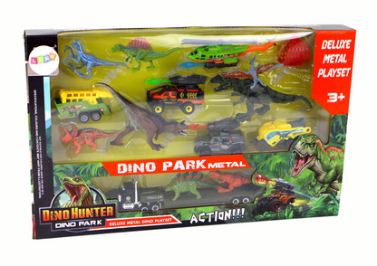 Conjunto veículos helicóptero dinossauro 8 peças coloridas