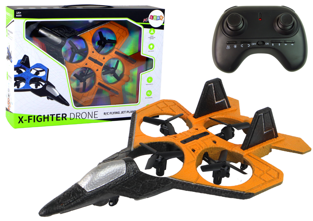 Avião de combate drone telecomandado laranja