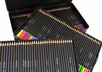 Lápis de cera 120 cores em estojo metálico