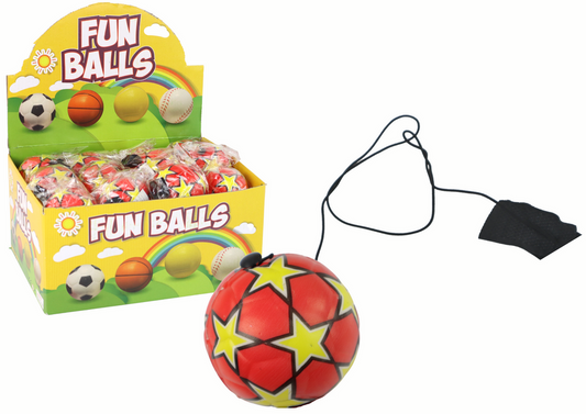Bola de futebol PU com ioiô elástico 6 cm estrelas vermelhas (1 unidade, sortido)