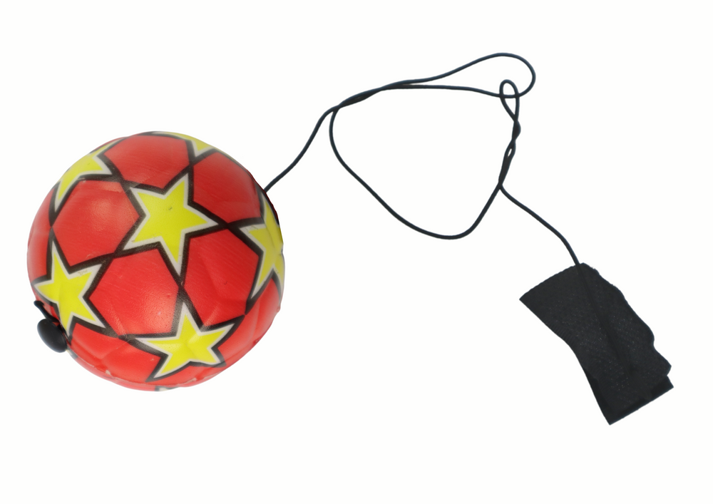 Bola de futebol PU com ioiô elástico 6 cm estrelas vermelhas (1 unidade, sortido)