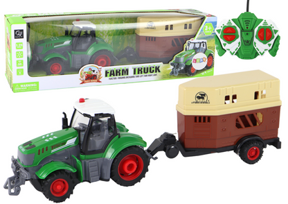 Trator telecomandado com reboque agrícola 1:24