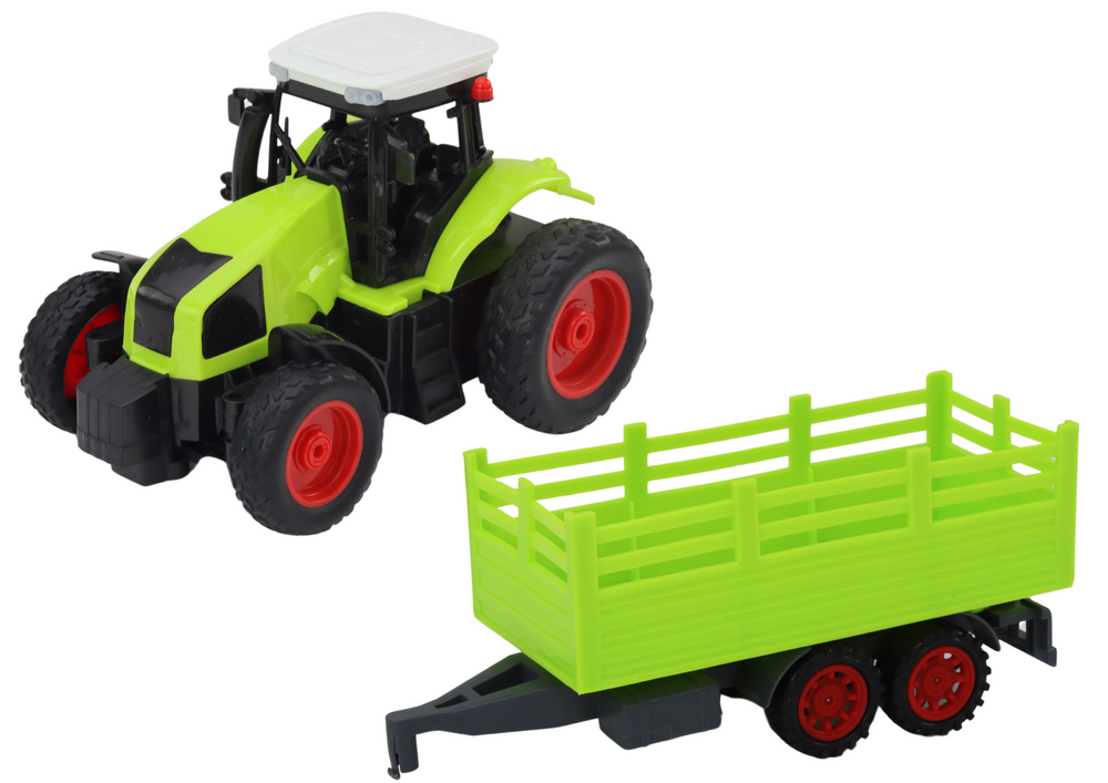 Trator Agrícola RC 1:16 Verde com Reboque Gradeado e Telecomando 27 MHz