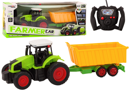 Trator Agrícola RC 1:16 Verde com Reboque Basculante e Telecomando 27 MHz