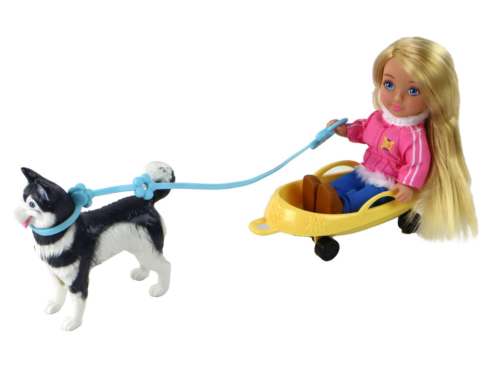 Boneca Anlily infantil com patins de inverno
