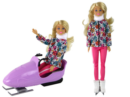 Boneca Anlily infantil com patins de inverno