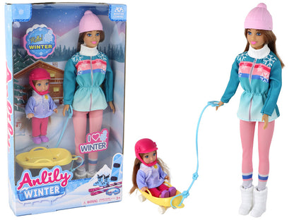 Boneca Anlily mãe e filha com trenó
