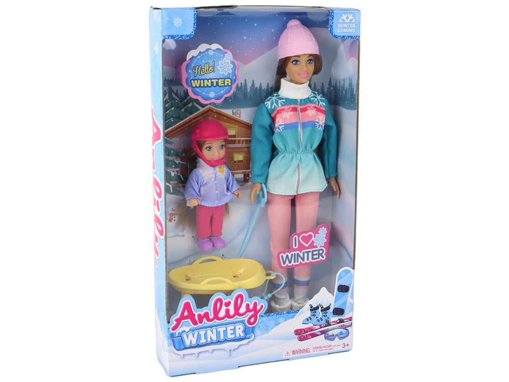 Boneca Anlily mãe e filha com trenó