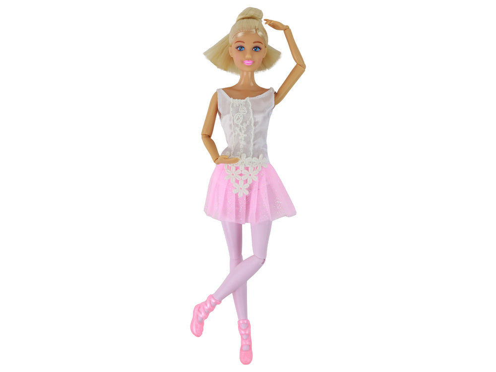 Boneca Anlily bailarina com coque e vestido rosa