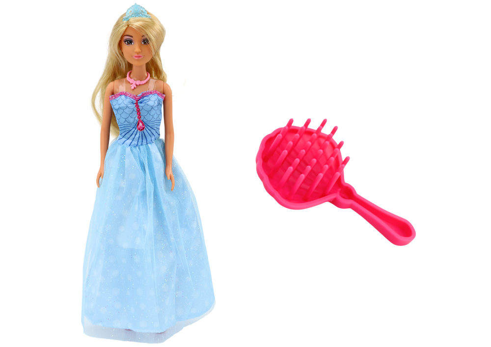 Boneca princesa sereia Anlily azul com escova