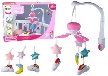 Carrossel para cama de bebé com som rosa