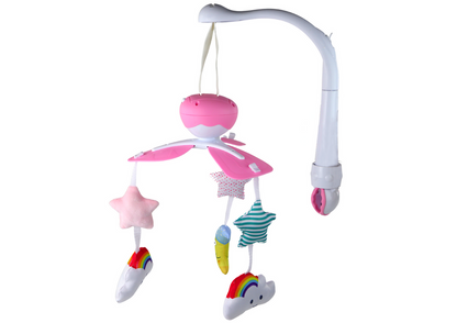 Carrossel para cama de bebé com som rosa