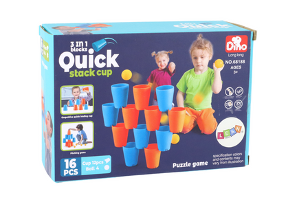 Jogo sensorial canecas 3 em 1 puzzle criativo 16 peças