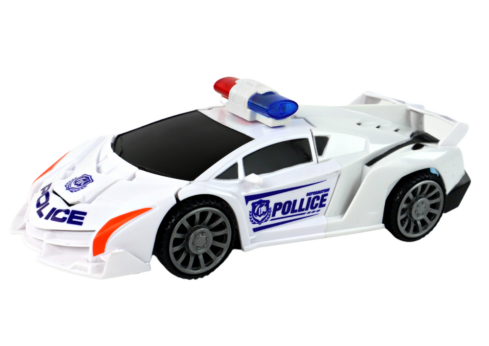 Carro polícia robot transformável branco 2 em 1