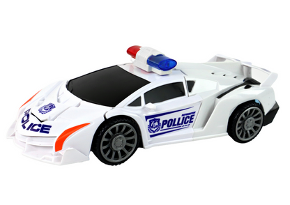 Carro polícia robot transformável branco 2 em 1