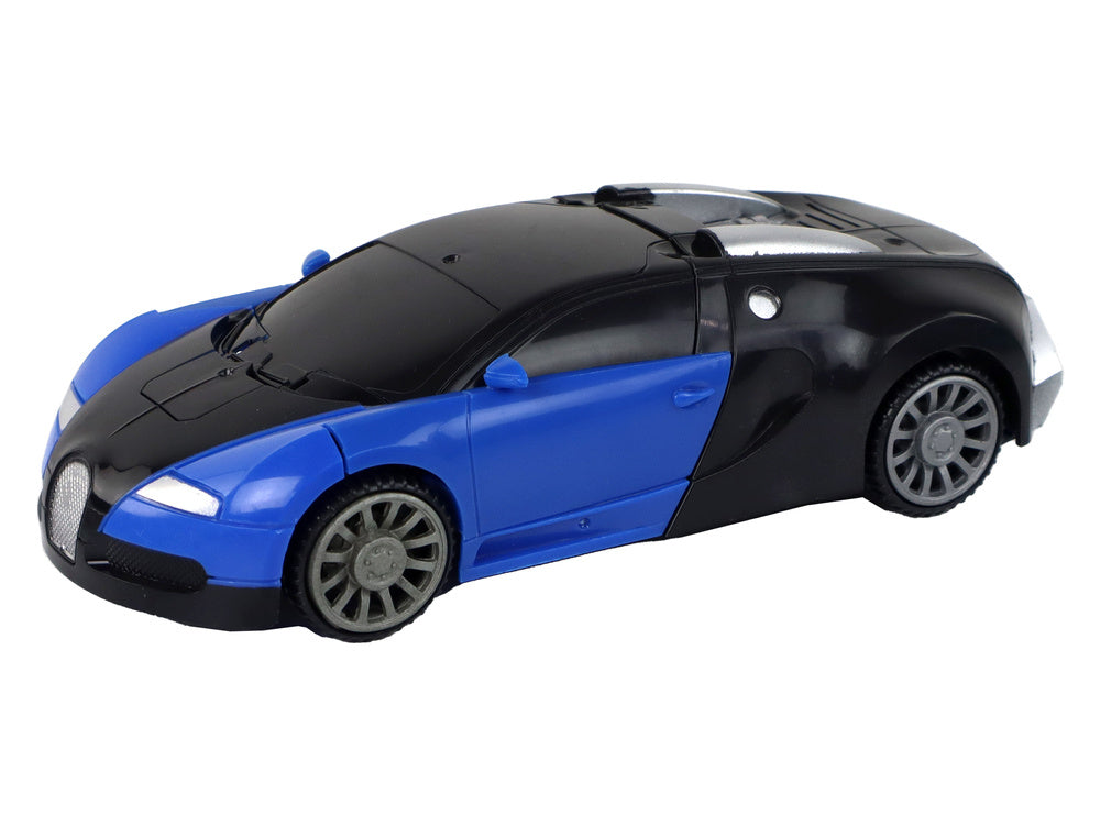 Carro robot transformável Bugatti azul 2 em 1 com luz