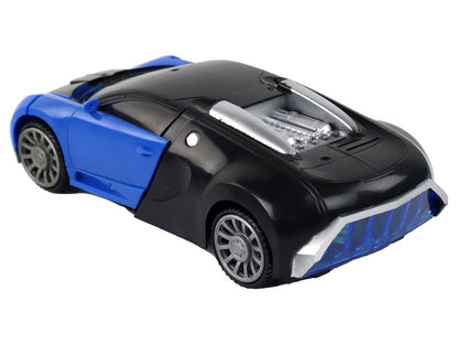 Carro robot transformável Bugatti azul 2 em 1 com luz