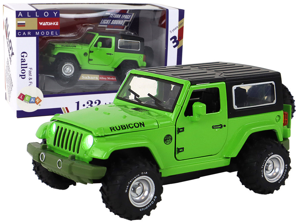 Carro todo-o-terreno de fricção a pilhas verde metal 1:32