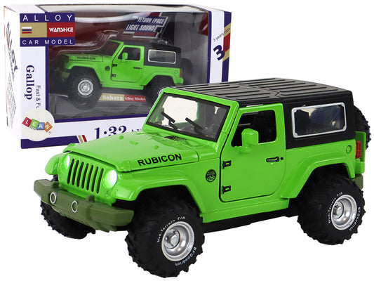 Carro todo-o-terreno de fricção a pilhas verde metal 1:32