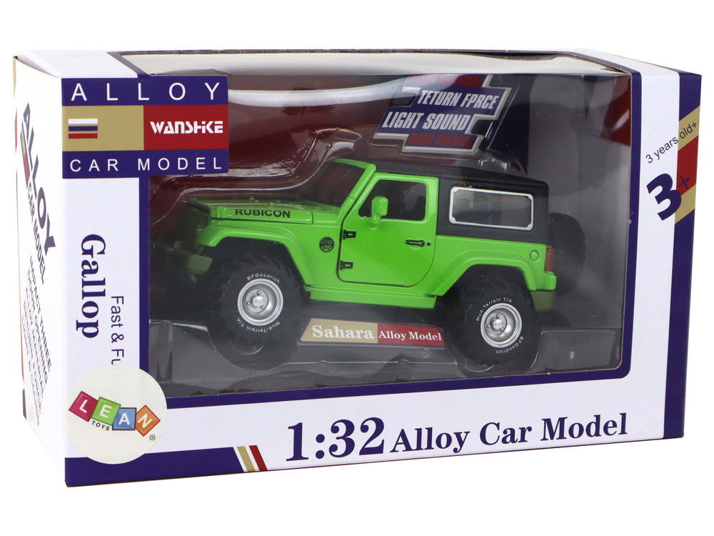 Carro todo-o-terreno de fricção a pilhas verde metal 1:32