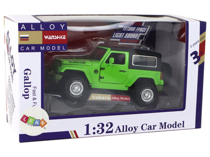 Carro todo-o-terreno de fricção a pilhas verde metal 1:32