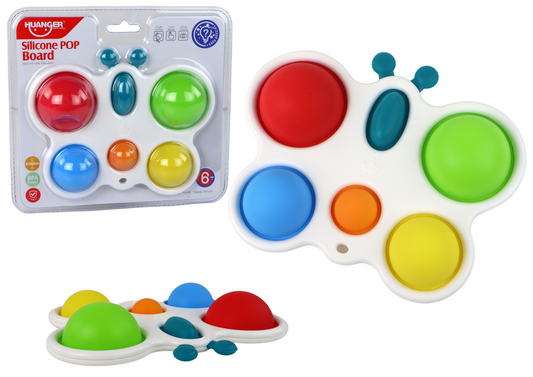 Quadro borboleta colorido Pop It em silicone