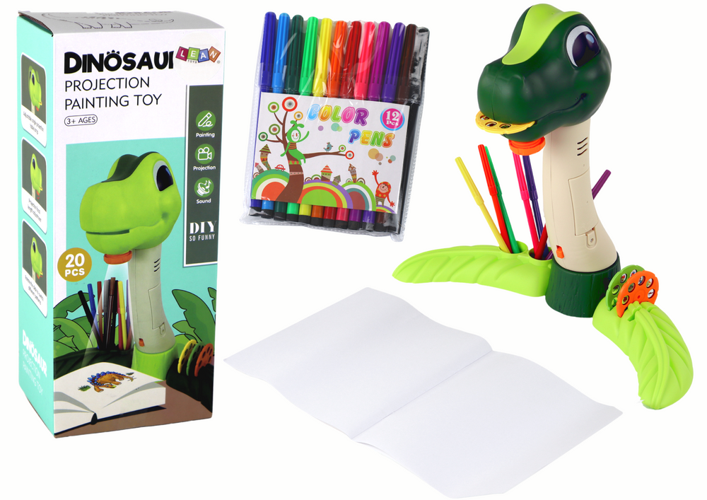 Projetor de desenho dinossauro com sons e acessórios