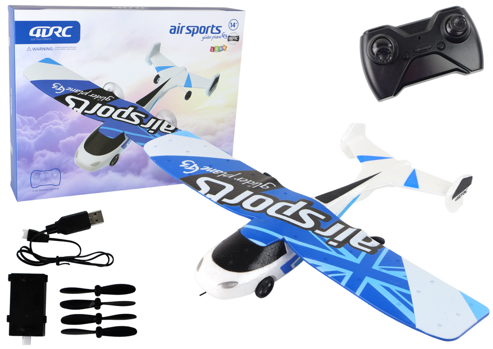 Avião R/C 4D-G3 branco e azul com luz