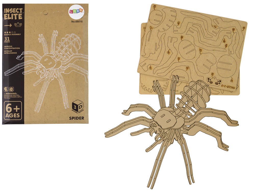 Puzzle espacial 3D aranha em madeira, 31 peças