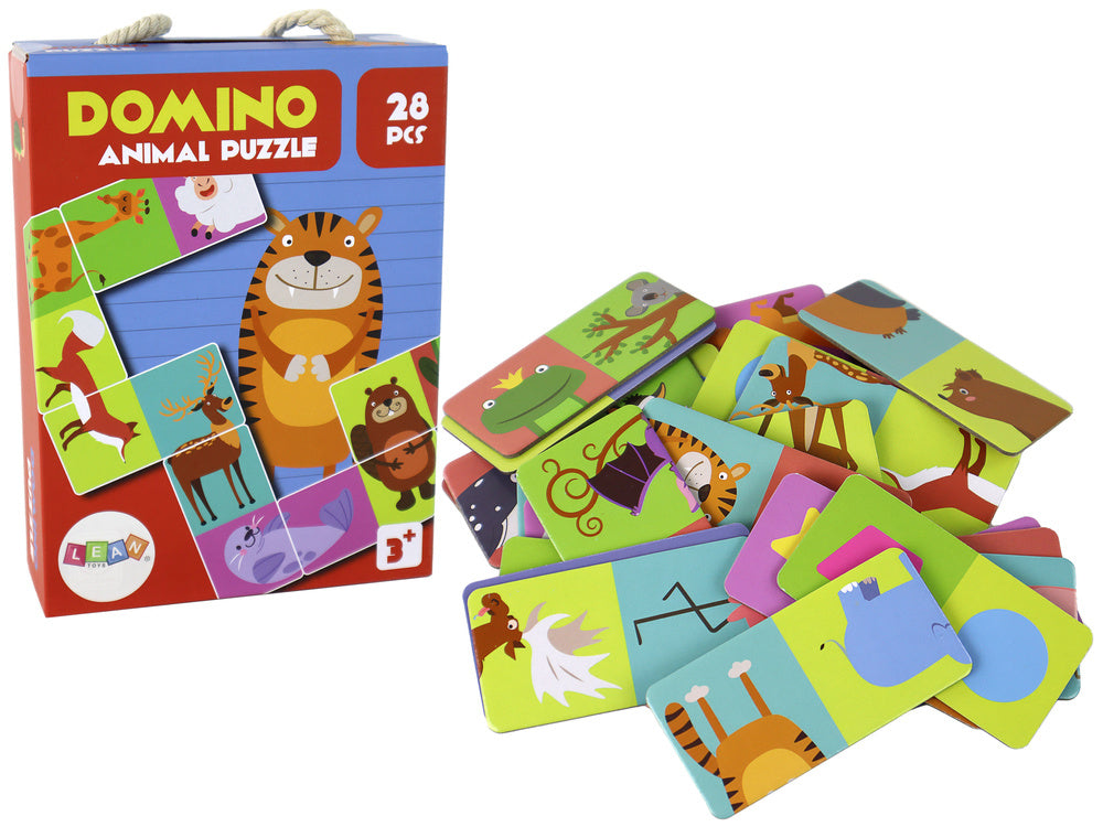 Jogo de lógica dominó dupla face animais 28 peças