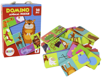 Jogo de lógica dominó dupla face animais 28 peças