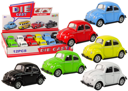 Carro beetle de fricção com mola, 6 cores (1 unidade, sortido)
