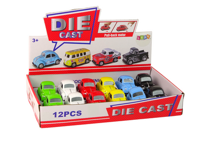 Carro beetle de fricção com mola, 6 cores (1 unidade, sortido)