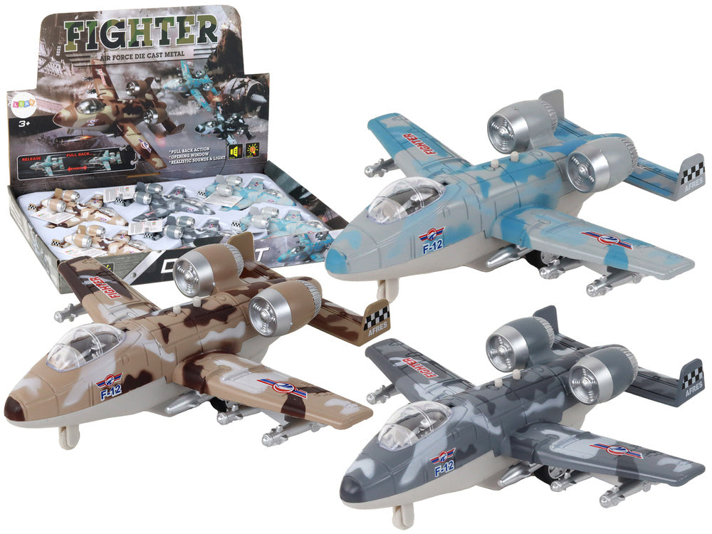 Avião de combate motorizado militar camuflado