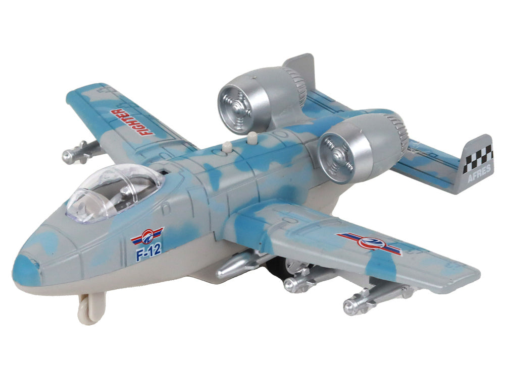 Avião de combate motorizado militar camuflado