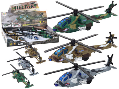 Helicóptero militar em alumínio com luz e som (1 unidade, sortido)