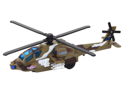 Helicóptero militar em alumínio com luz e som (1 unidade, sortido)