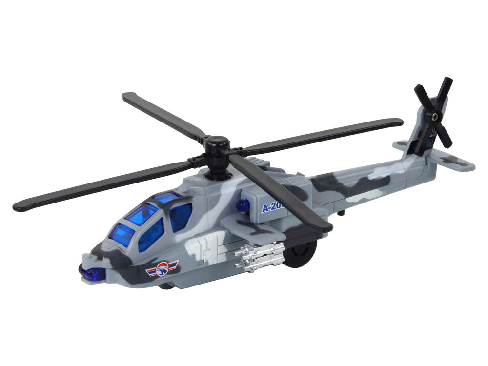 Helicóptero militar em alumínio com luz e som (1 unidade, sortido)
