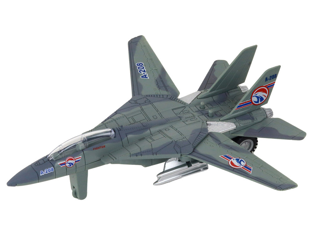 Avião militar de combate motorizado camuflado, com luz e som (1 unidade, sortido)