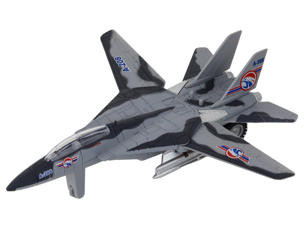 Avião militar de combate motorizado camuflado, com luz e som (1 unidade, sortido)