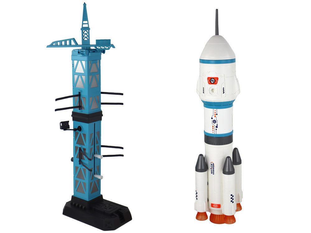 Lançador missão espacial com astronautas e foguetão, 15 peças