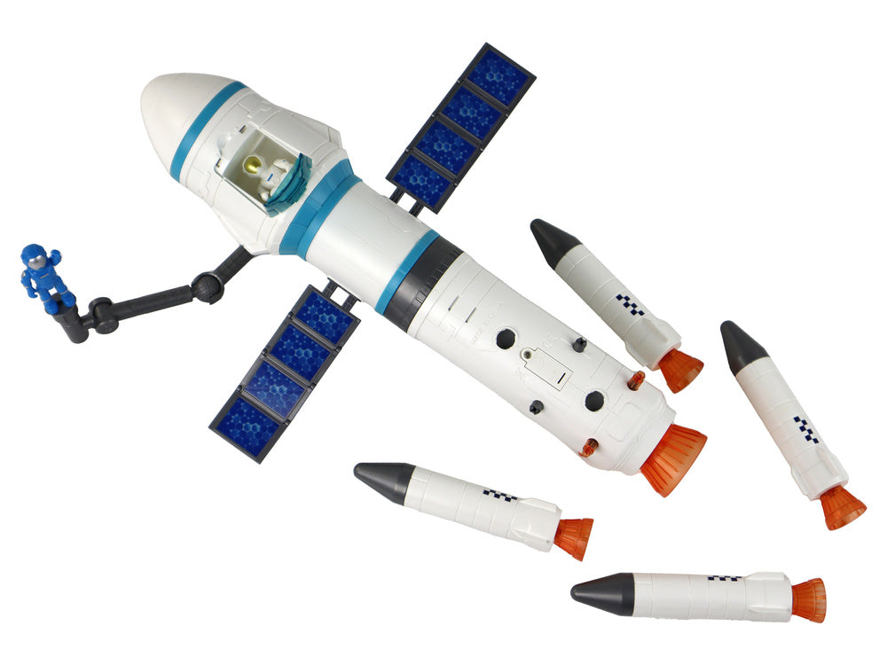 Lançador missão espacial com astronautas e foguetão, 15 peças
