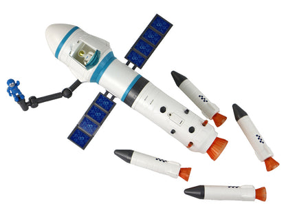 Lançador missão espacial com astronautas e foguetão, 15 peças