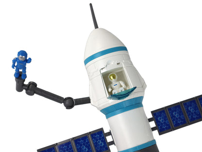 Lançador missão espacial com astronautas e foguetão, 15 peças