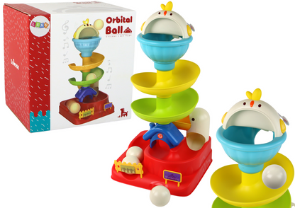 Brinquedo sensorial ovo com galinha e rampa de bolas