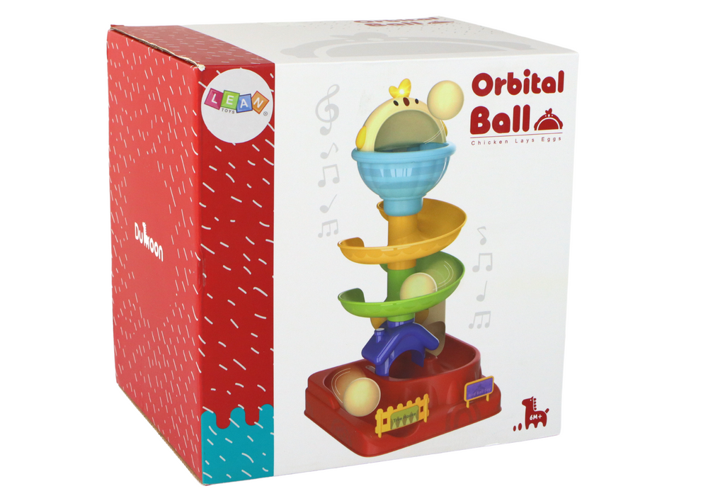 Brinquedo sensorial ovo com galinha e rampa de bolas